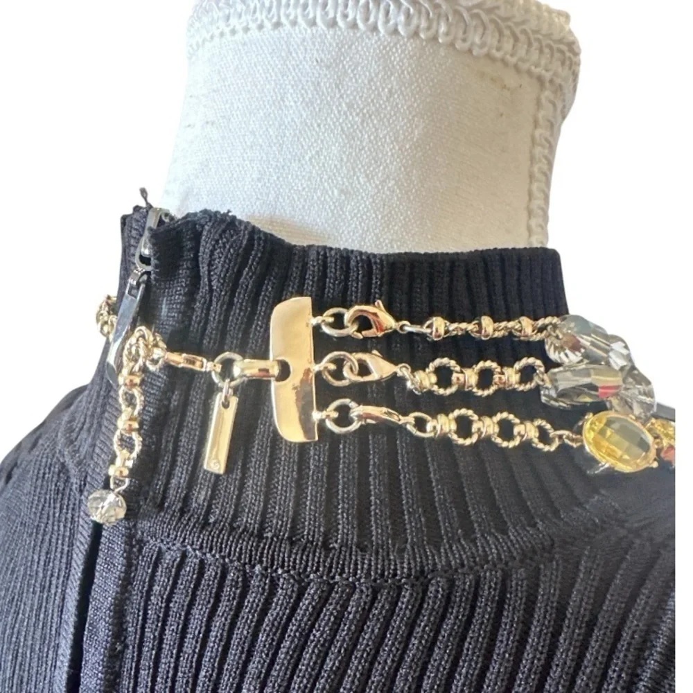 White House Black Market Gold Floral Statement Necklace